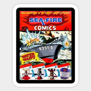 Sea Fire Comic Design Sticker